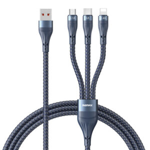 Fast Charging Cable Remax 6A 3-in-1 | USB to Micro, Type-C, and iPhone