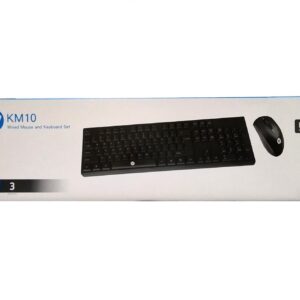 HP KM10 Wired Mouse and Keyboard Set - Full-Size Comfort and Precision