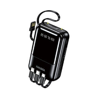 Power Bank – 4 Output Fast Charging | Built-in Cables | Digital Display | Portable Charger (USB-C, Micro USB, Lightning, USB-A)