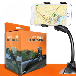Universal Soft Tube Car Mount Holder – 360° Rotating Mobile Phone Stand for Dashboard & Windshield
