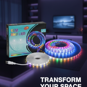 10 Meter RGB SMD LED Strip Light – Flexible, Color Changing, High Brightness, Decorative Lighting (10M)