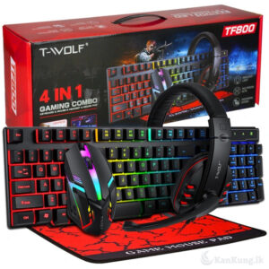 T-Wolf TF800 4-in-1 Gaming Combo (Keyboard, Mouse, Headset & Mouse Pad) - RGB Backlit