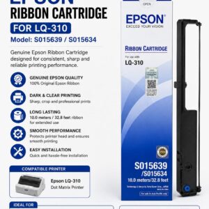 LQ-310  EPSON Ribbon Cartridge, 10.0 Meters,  S015639/S015634